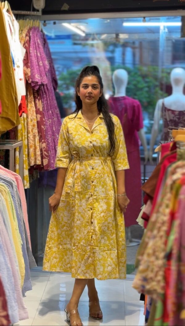 Yellow Floral Midi Dress