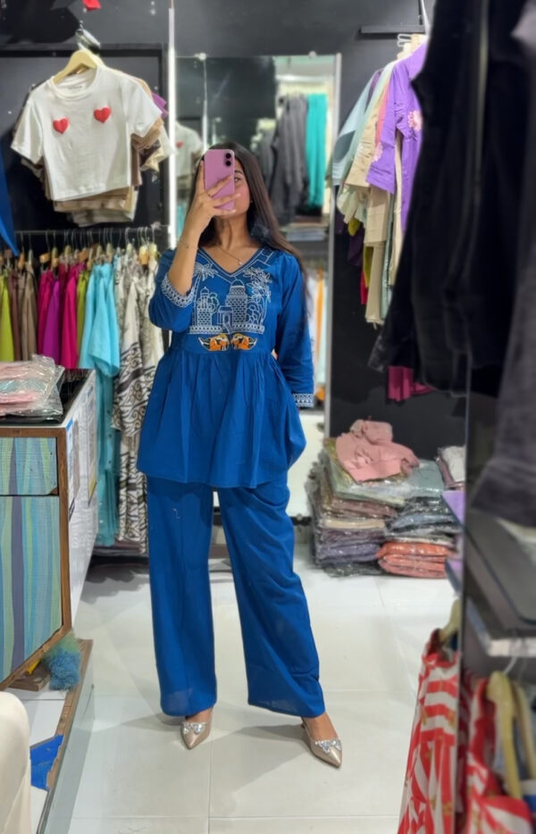Blue Embroidered Kurta Set
