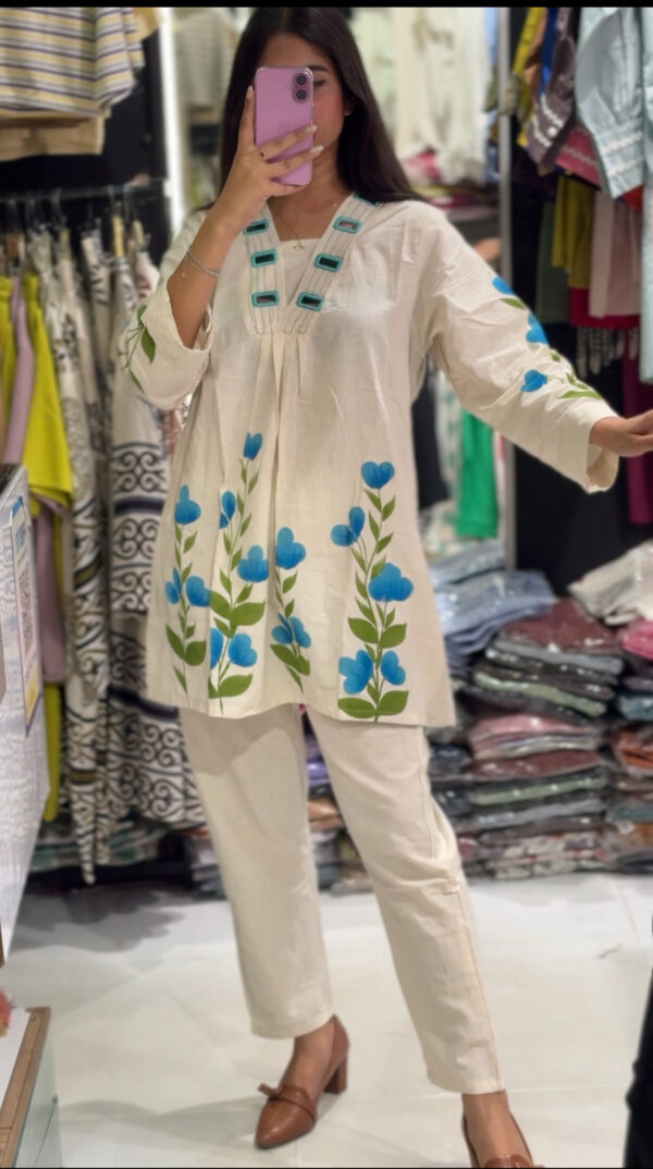 White Floral Kurta Set