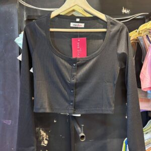 Charcoal Grey Ribb crop top